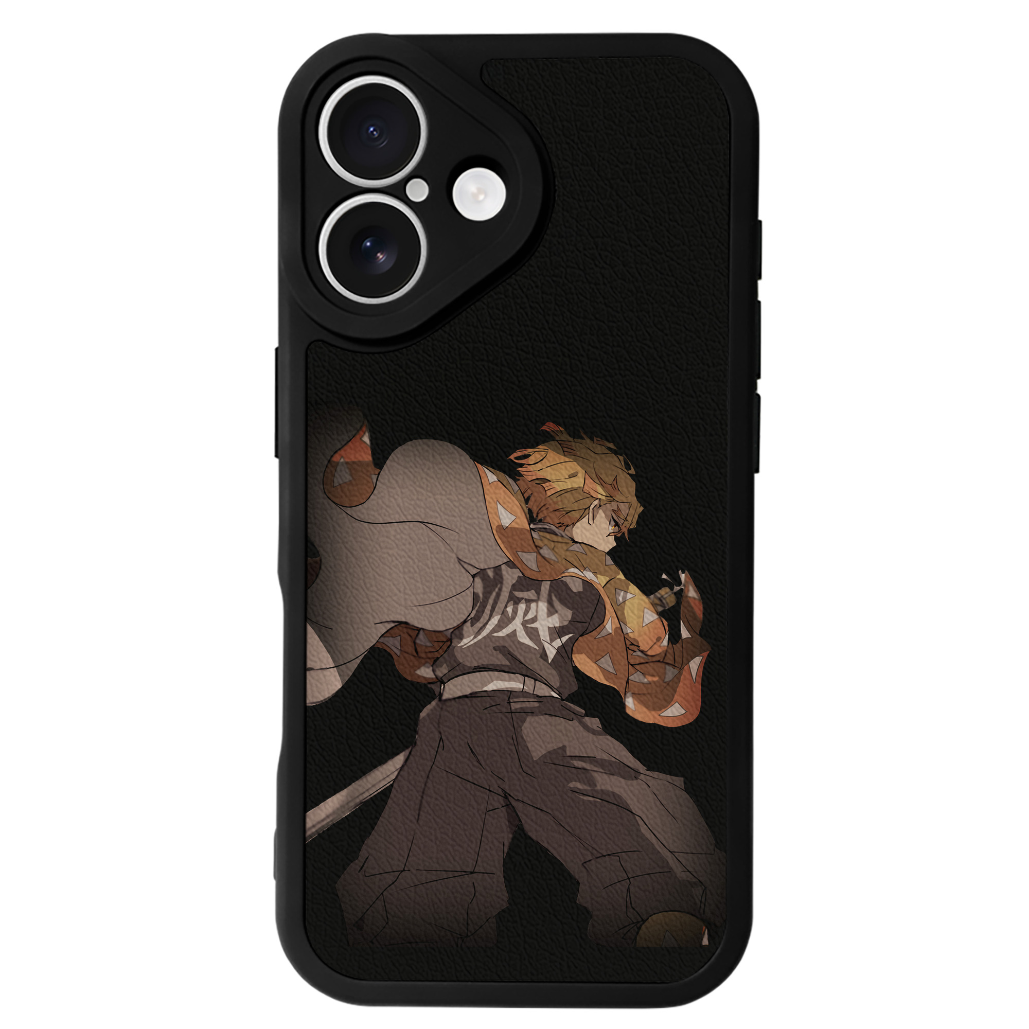 （画像用） 鬼滅の刃（きめつのやいば）我妻 善逸／あがつま ぜんいつ Agatsuma Zenitsu 【iPhone 16シリーズ対応】シリコンスマホケース（レザー調） 材質：シリコン